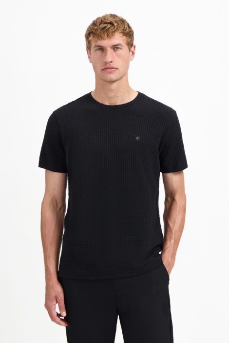NO-EXCESS t-shirt crewneck relief jacquard bl